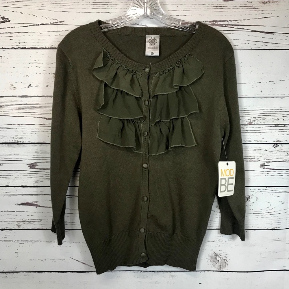NWT Modbe Ruffled Cardigan Sweater XL